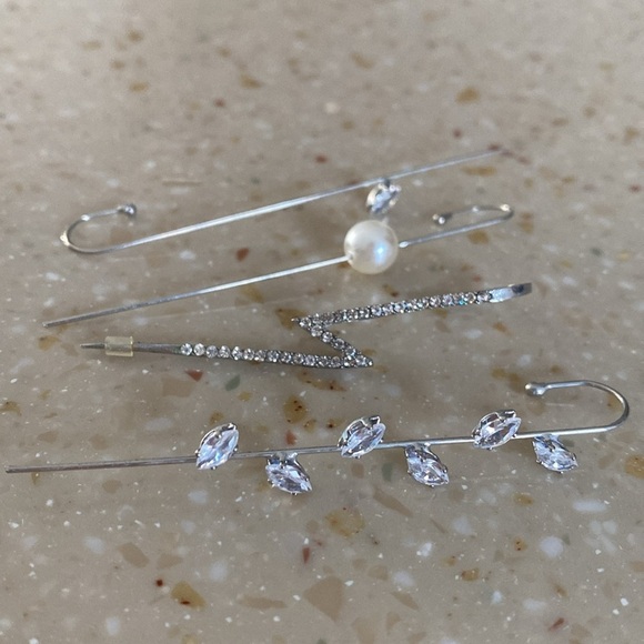 Gold and Silver Cuff Crawler Hook Earrings Set - Picture 14 of 16